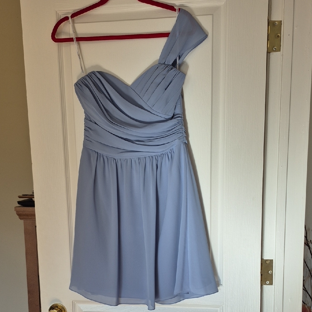 Chic One-Shoulder Light Blue Dress